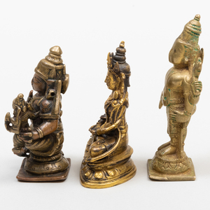 Group of an Indian Bronze Figure of Tara and Two Brass Figures of Dieties