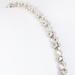 18k White Gold and Diamond Floral Tennis Bracelet