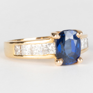 18k Gold, Sapphire and Diamond Ring