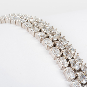 Simulated Diamond and Sterling Silver Necklace and Matching Bracelet