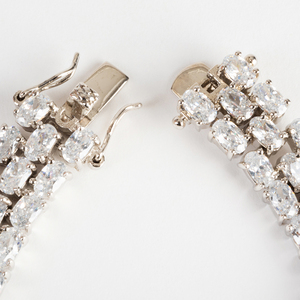 Simulated Diamond and Sterling Silver Necklace and Matching Bracelet