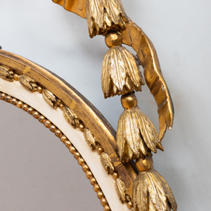 Rare Swedish Neoclassical Painted and Parcel-Gilt Oval Mirror