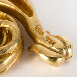 Pair of Janet Mavec 18k Gold Spiral Bean Earclips