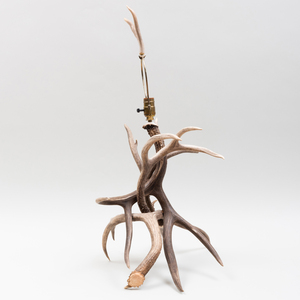 Austrian Antler Lamp and an Antler Three-Light Candelabra