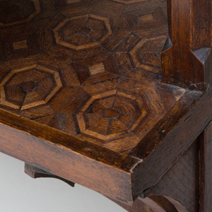 Unusual Victorian Mahogany and Walnut Parquetry Two-Tier Table