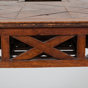 Unusual Victorian Mahogany and Walnut Parquetry Two-Tier Table
