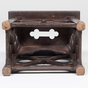 Victorian Style Neo-Gothic Carved Oak Stool 
