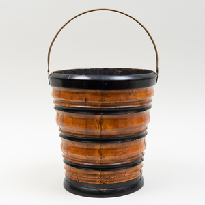 Ebonized and Fruitwood Kindling Bucket, Possibly Dutch