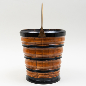 Ebonized and Fruitwood Kindling Bucket, Possibly Dutch