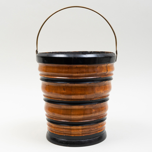 Ebonized and Fruitwood Kindling Bucket, Possibly Dutch