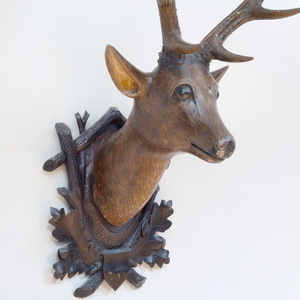 Painted Wood Deer-Form Trophy
