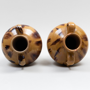 Pair of Speckle Glazed Earthenware Vases, Possibly English