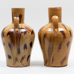 Pair of Speckle Glazed Earthenware Vases, Possibly English