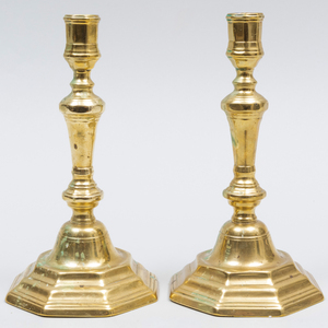 Pair of French Brass Candlesticks