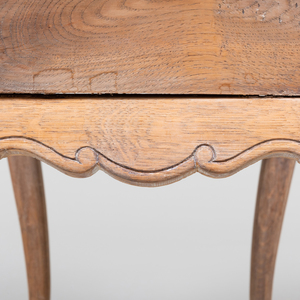 Danish Rococo Style Limed Oak Table with Inset Manganese Delft Tiles
