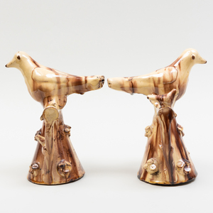 Pair of English Earthenware Models of Birds