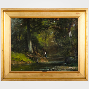 André Maglione (1838-1923): Rope Bridge Over the Creek