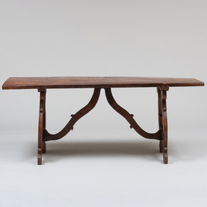 Baroque Style Walnut Trestle Table, Possibly Spanish