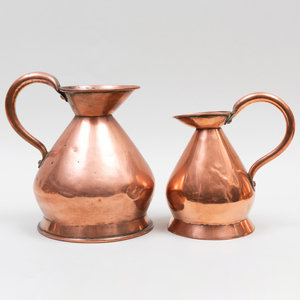 Group of Nine Copper Pitchers, Most English