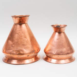 Group of Nine Copper Pitchers, Most English
