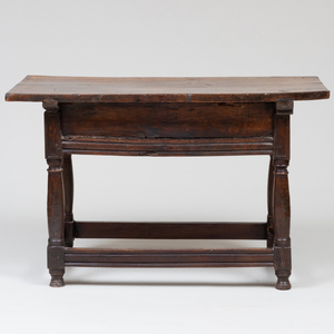 Continental Rustic Carved Walnut Table