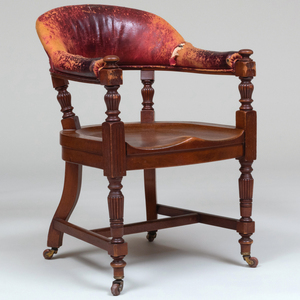 Continental Mahogany and Leather Desk Chair