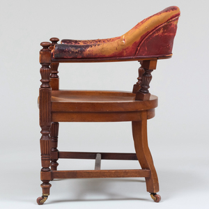 Continental Mahogany and Leather Desk Chair