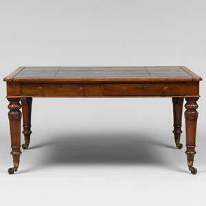 William IV Oak Leather Writing Table by Holland and Sons
