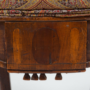 Continental Carved and Inlaid Mahogany Armchair, Possibly Belgian
