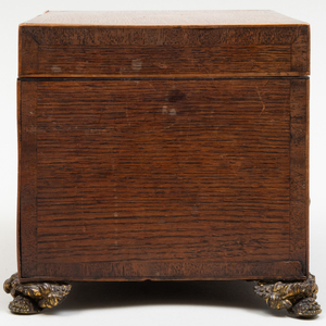 English Gilt-Metal-Mounted Leather Work Box and an Inlaid Table Casket