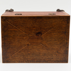 English Gilt-Metal-Mounted Leather Work Box and an Inlaid Table Casket