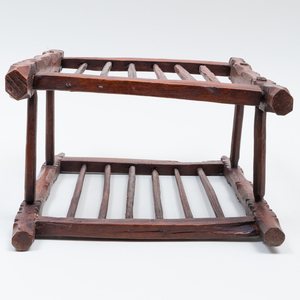 Carved Wood Plate Rack, a Group of Wood Trenchers, and a Group of Bread Boards
