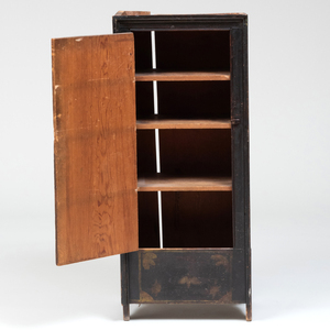 Provincial Ebonized and Painted Pine Cupboard