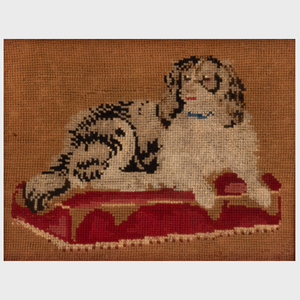 Two English Needlework Pictures of Spaniels