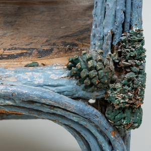 Victorian Provincial Blue Painted Pine, Twig and Pine Cone Two-Tier Side Table