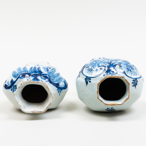 Two Blue and White Delft Vases, a Pewter-Mounted Ewer and a Chinese Export Porcelain Vase