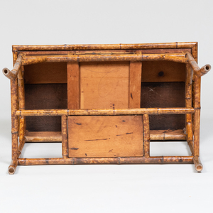 Aesthetic Movement Bamboo, Black Japanned and Parquetry Dressing Table with Matching Side Chair