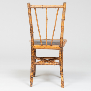 Aesthetic Movement Bamboo, Black Japanned and Parquetry Dressing Table with Matching Side Chair