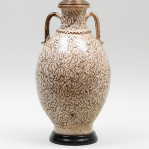 Iznik Style Glazed Pottery Jar Mounted as a Lamp