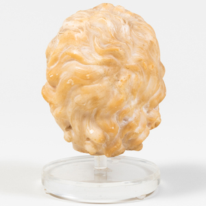 Continental Baroque Carved White Marble Bust of a Cherub