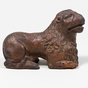 Continental Carved Wood Figure of a Lion,  Possibly English