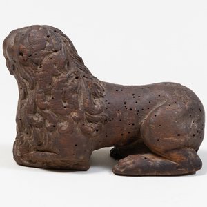 Continental Carved Wood Figure of a Lion,  Possibly English