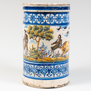 Continental Faience Umbrella Stand, Probably Spanish