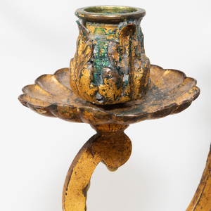 Two Pairs of Gilt-Metal and Glass Two-Light Sconces, In the Manner of Bagues