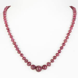 14k Gold, Ruby Bead and Diamond Necklace