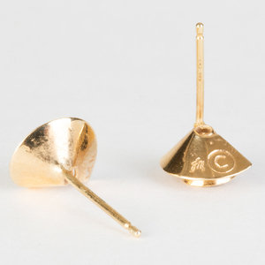 Pair of Asprey 18k Gold and Onyx Earrings