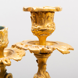 Louis XV Style Gilt-Bronze Eight-Light Figural Candelabra, Signed OL Carrier