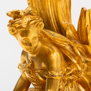 Louis XV Style Gilt-Bronze Eight-Light Figural Candelabra, Signed OL Carrier