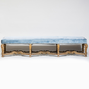 Pair of  Régence Style Painted and Parcel-Gilt Benches