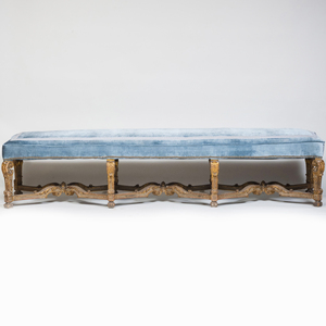 Pair of  Régence Style Painted and Parcel-Gilt Benches